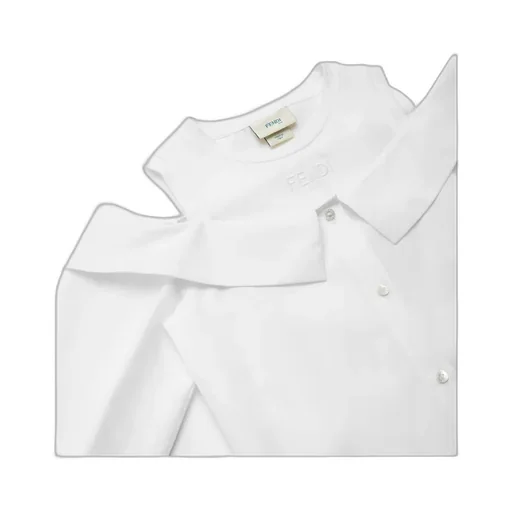Logo Embroidered Cold-Shoulder Shirt