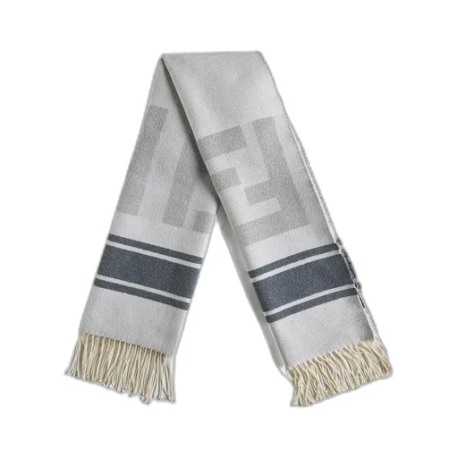 Monogrammed Stripe-Patterned Scarf