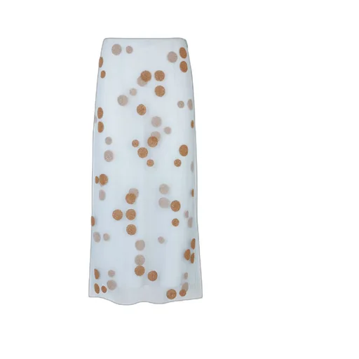 Polka Dot Embellished Tulle Midi Skirt