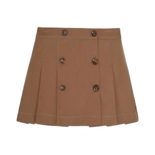 Double Breasted Pleated Skirt