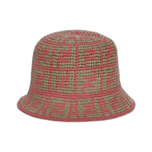 Crochet-Knit Jacquard Bucket Hat