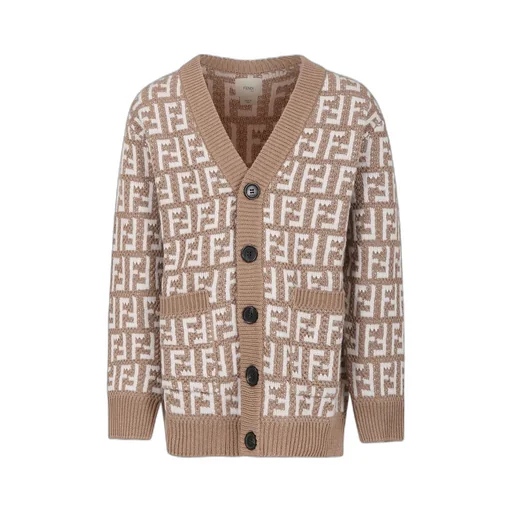 Allover Logo Jacquard Buttoned Cardigan