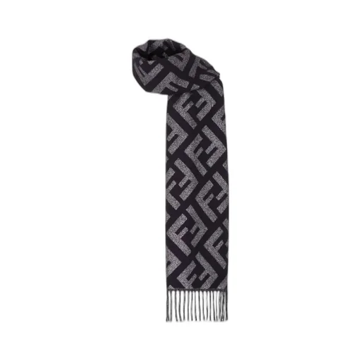 Ff Jacquard Fringed-Edge Scarf