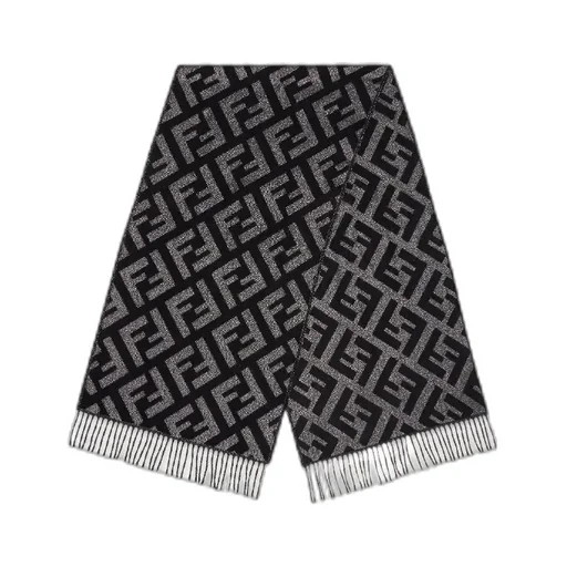 Ff Jacquard Fringed-Edge Scarf
