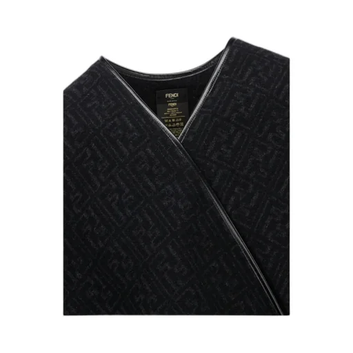 Monogram-Pattern Fringed Poncho Jacket