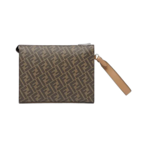 Logo Monogram Zipped Clutch Bag