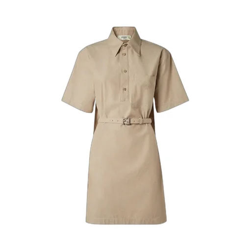 Logo Embroidered Belted Mini Dress