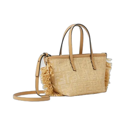 Mini Roll Ff Jacquard Fringed Tote Bag