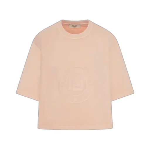 Ff Detailed Cropped Crewneck T-Shirt