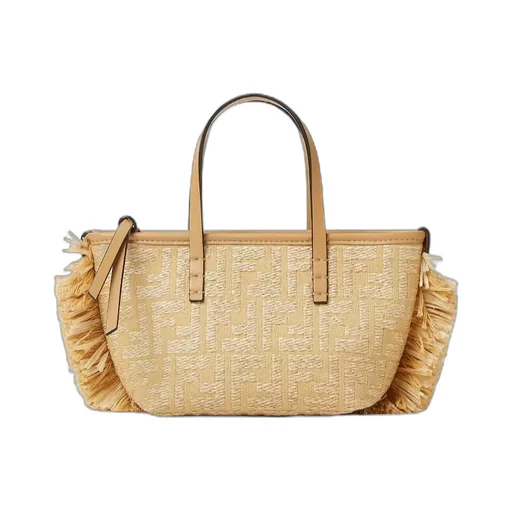 Mini Roll Ff Jacquard Fringed Tote Bag