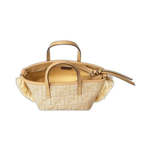 Mini Roll Ff Jacquard Fringed Tote Bag