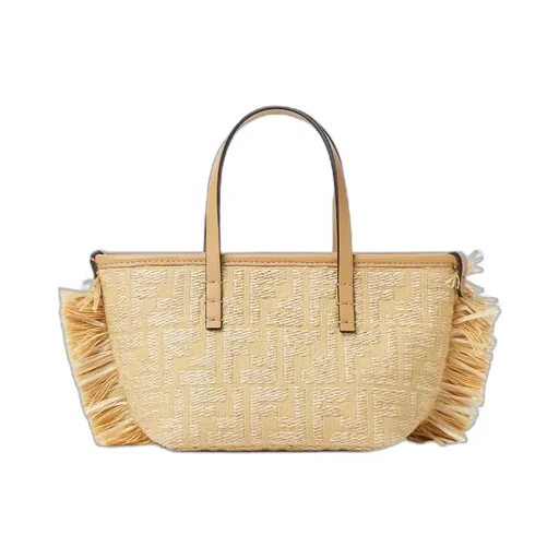 Mini Roll Ff Jacquard Fringed Tote Bag