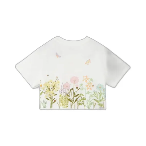 Logo Embroidered Cropped T-Shirt