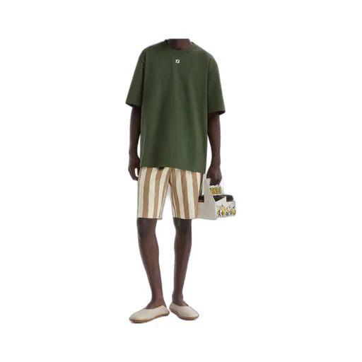 Elasticated Waistband Striped Bermuda Shorts