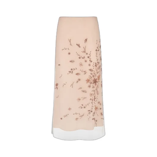 Floral Embellished Midi Tulle Skirt