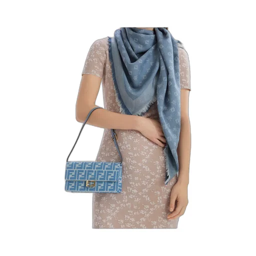 Ff Jacquard Frayed-Edge Scarf