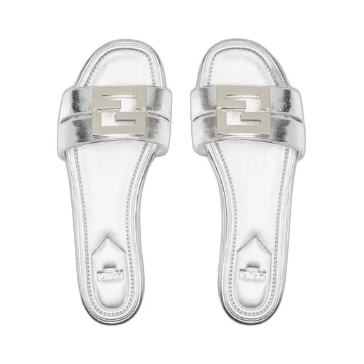 Ffold Logo Plaque Metallic Sandals