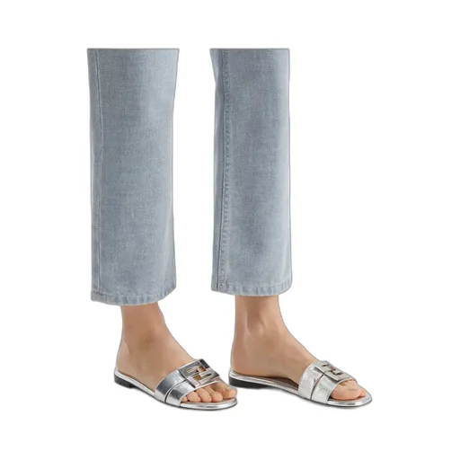 Ffold Logo Plaque Metallic Sandals