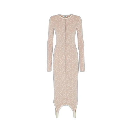 Floral Motif Cut-Out Asymmetric Hem Dress