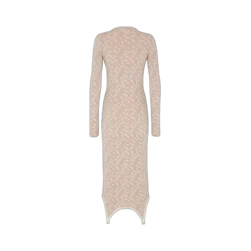 Floral Motif Cut-Out Asymmetric Hem Dress