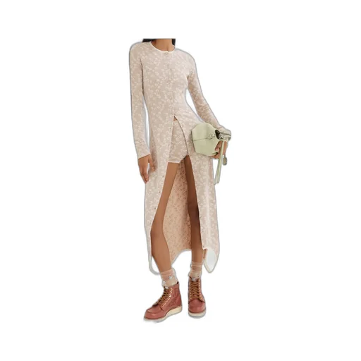 Floral Motif Cut-Out Asymmetric Hem Dress