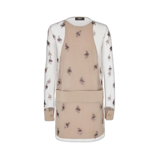 Floral Embellished Sheer Sleeved Mini Dress