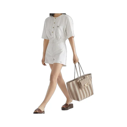 Drawstring Hem Striped Cropped Shirt