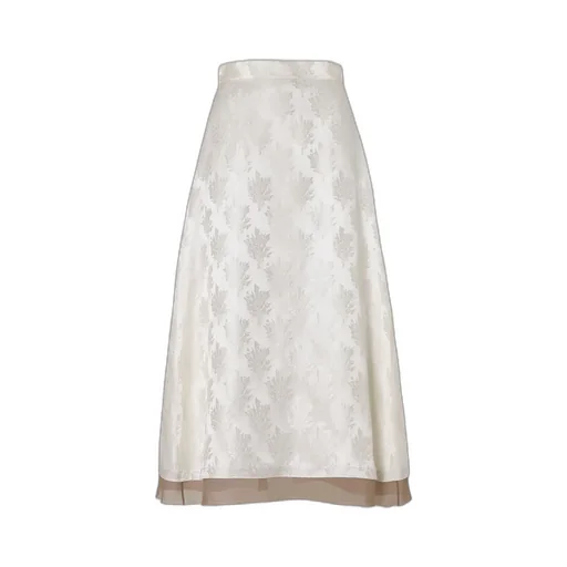 Floral Jacquard Tied-Waist Midi Skirt