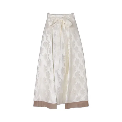 Floral Jacquard Tied-Waist Midi Skirt