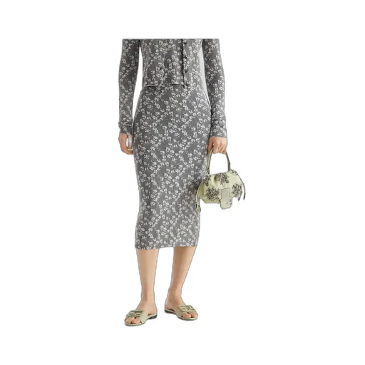 Floral Motif Layered Effect Midi Skirt