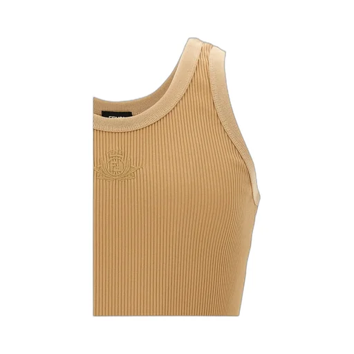 Logo Embroidered Ribbed Tank Top