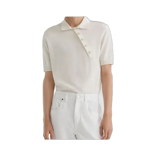 Asymmetric Button Short Sleeved Polo Shirt