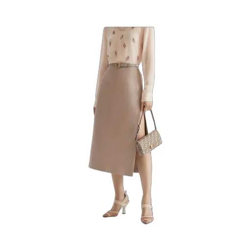 Straight-Cut Midi Skirt
