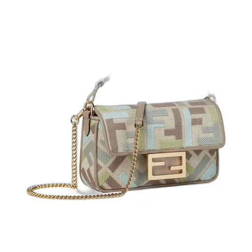 Baguette Ff Embroidered Mini Shoulder Bag