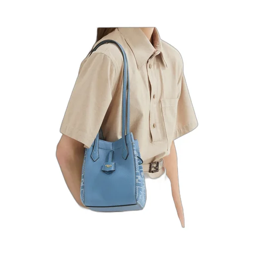 Origami Ff Jacquard Denim Mini Shoulder Bag
