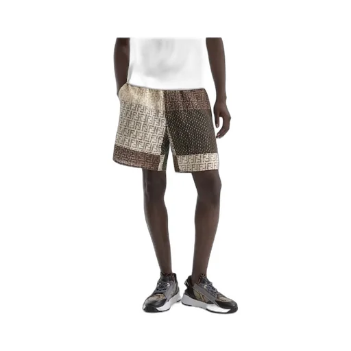 All-Over Ff Print Panelled Bermuda Shorts
