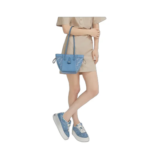 Origami Ff Jacquard Denim Mini Shoulder Bag