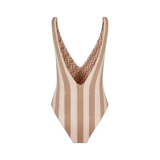 V-Neck Striped One-Piece Swimsuit
