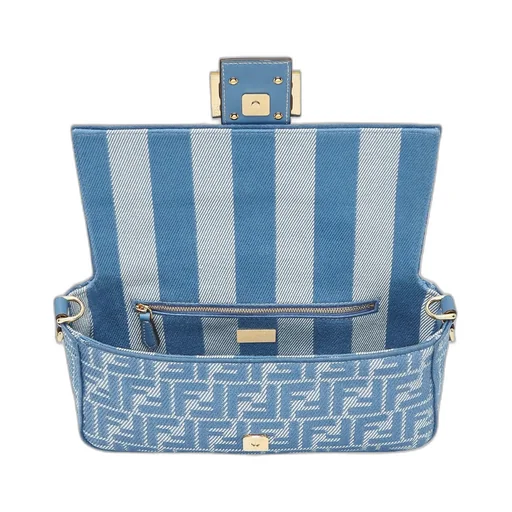 Baguette Ff Jacquard Denim Shoulder Bag