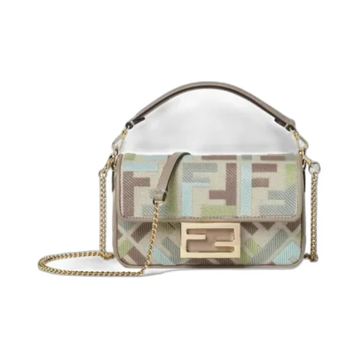 Baguette Ff Embroidered Mini Shoulder Bag