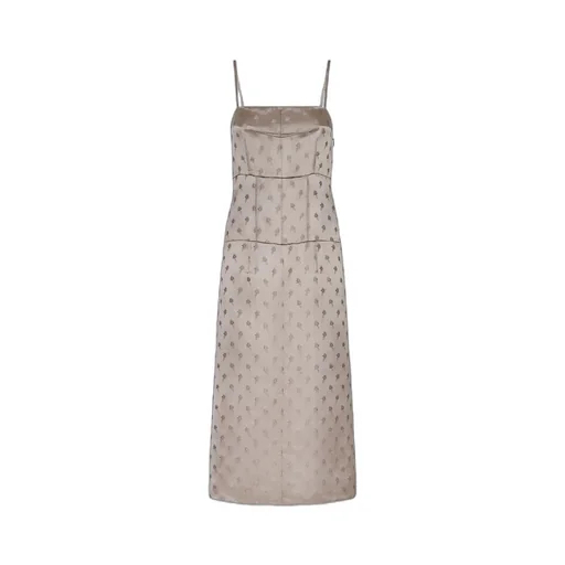 Floral Detailed Sleeveless Midi Dress