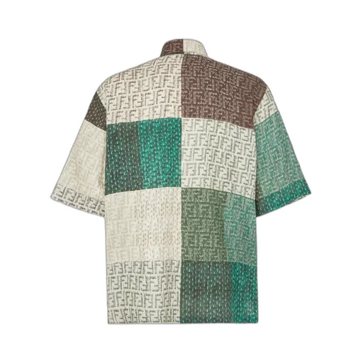 Panelled Collared Short-Sleeve Shirt