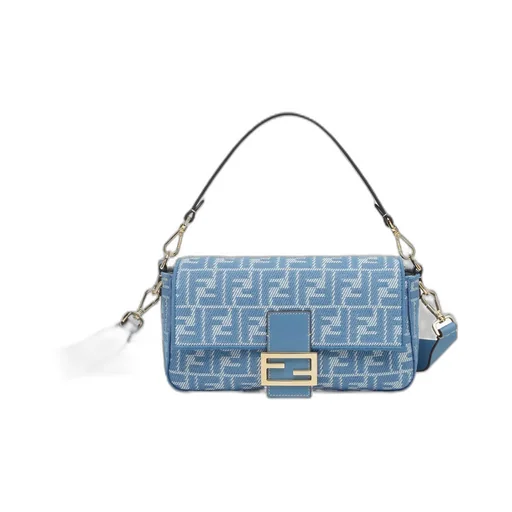 Baguette Ff Jacquard Denim Shoulder Bag