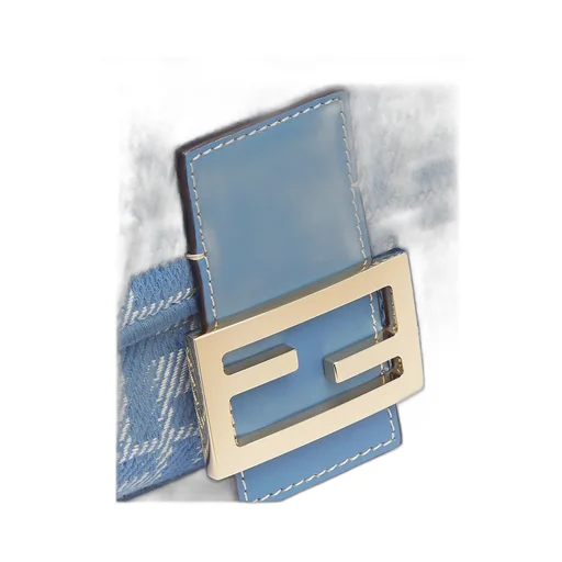 Baguette Ff Jacquard Denim Shoulder Bag