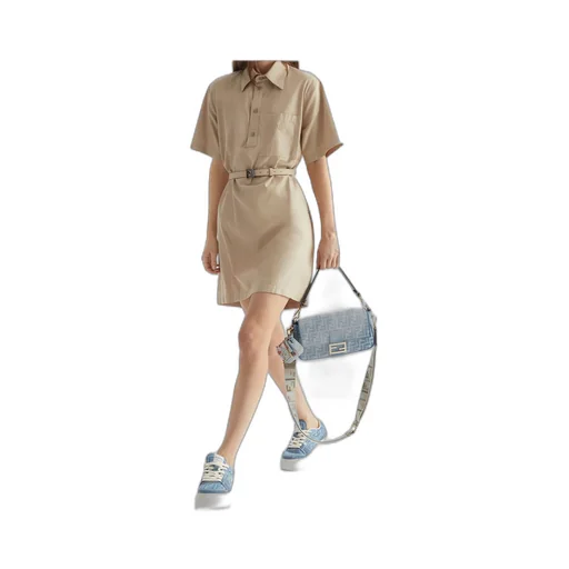 Baguette Ff Jacquard Denim Shoulder Bag