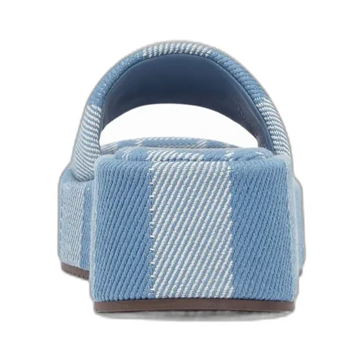 Sunshine Denim-Effect Jacquard Platform Slides