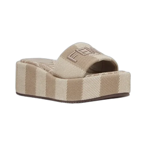 Sunshine Denim-Effect Jacquard Platform Slides