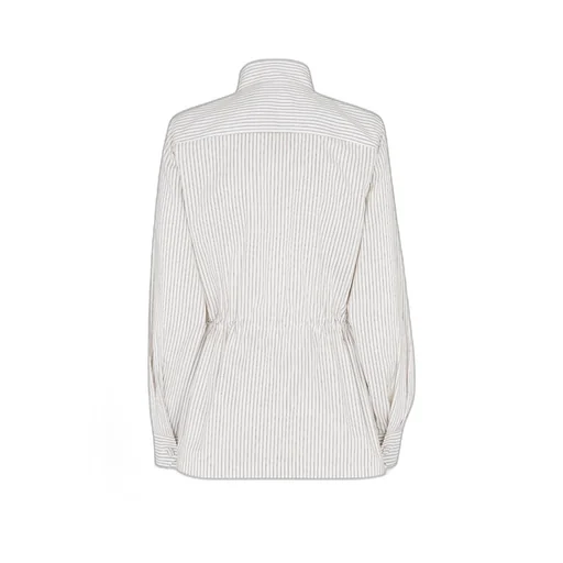 Striped Ring Buckle Belted Jacket