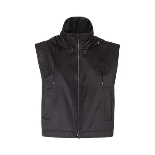 High-Neck Hooded Drawstring Gilet