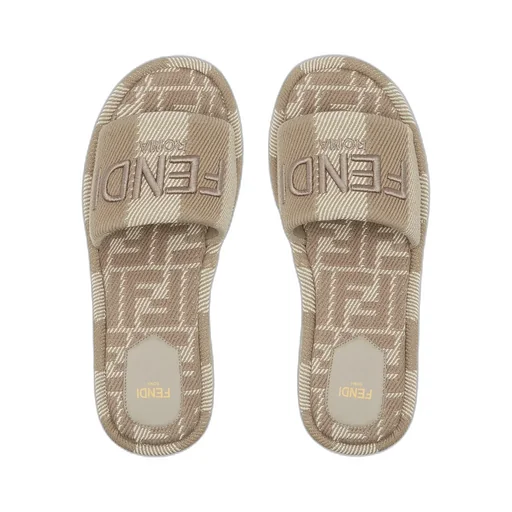 Sunshine Denim-Effect Jacquard Platform Slides